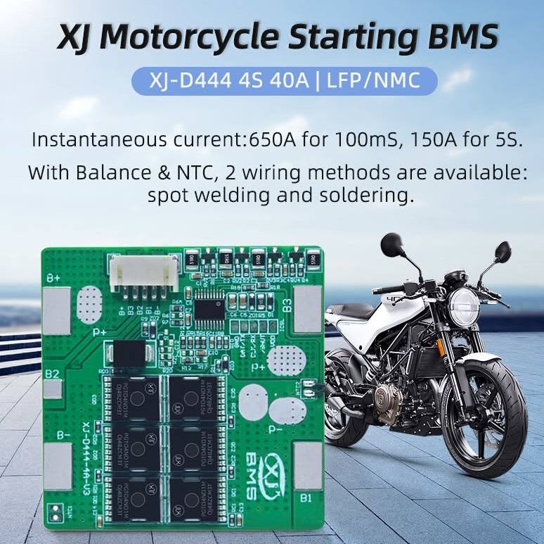 XJ-D444 4S 40A 12V Motorcycle Starting BMS LifePO4/NMC Battery