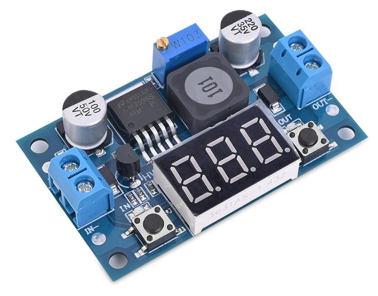 LM2596 Adjustable DC-DC Step-Down Buck Converter Module with LED Voltmeter Display, Voltage Regulator 4.0-40V Input to 1.25-37V Output Power Supply