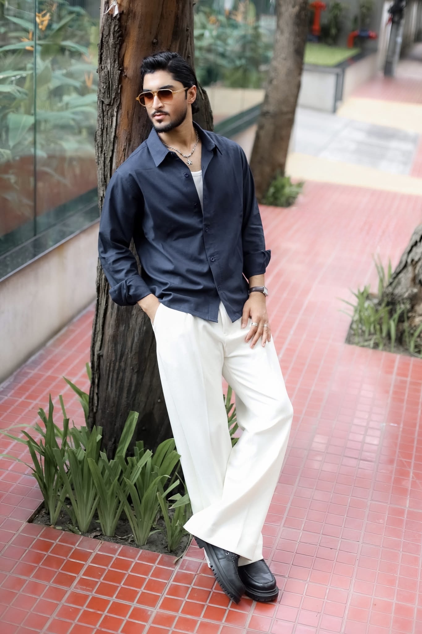 Solid Boxy Shirt Nevi Blue