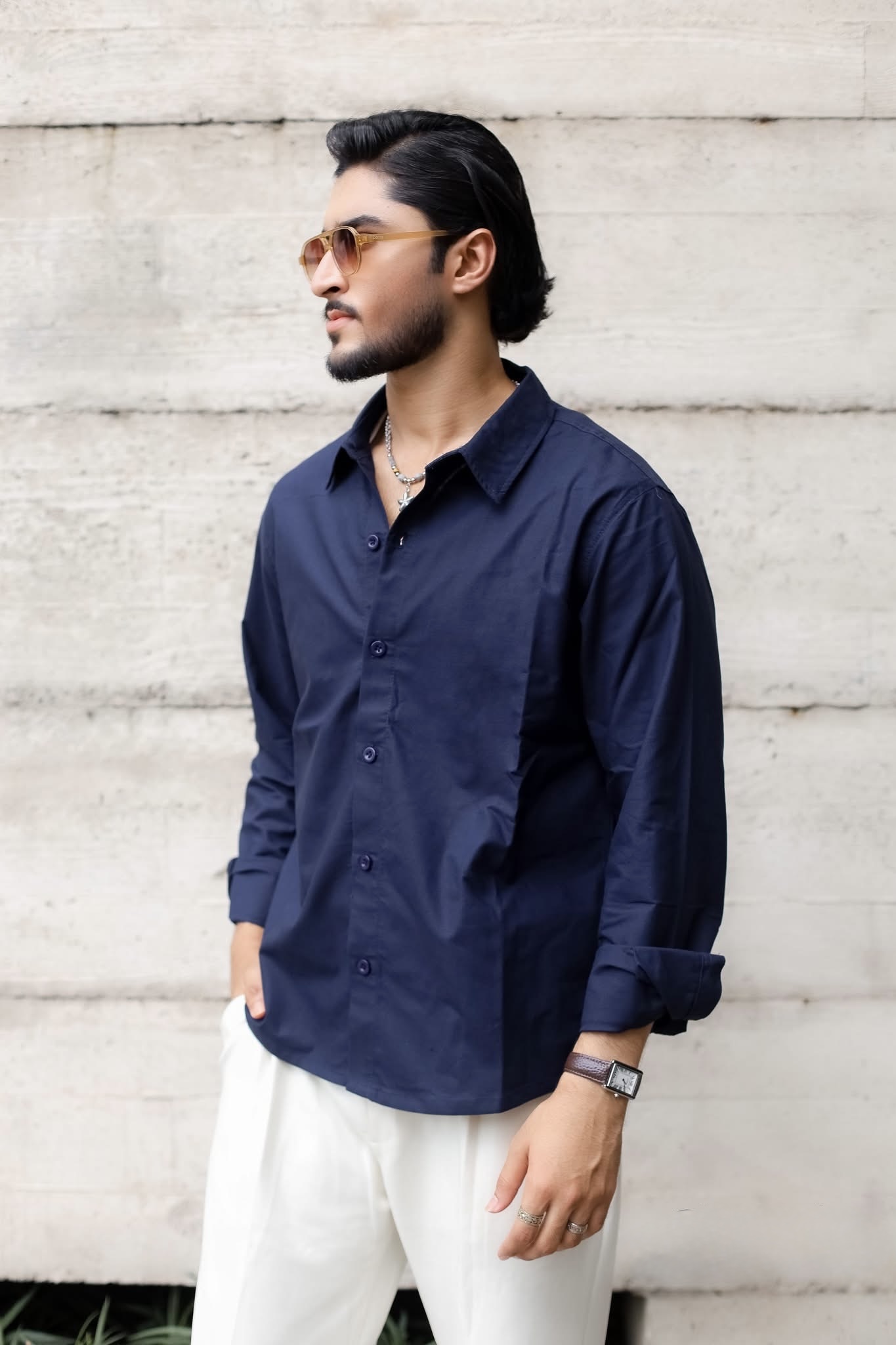 Solid Boxy Shirt Nevi Blue - Image 4