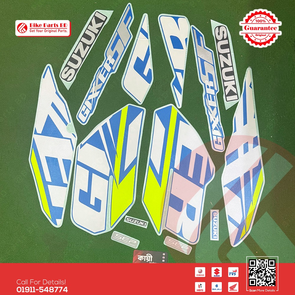 Full Set Sticker for Suzuki Gixxer SF (New Model, Glossy Blue) bike.