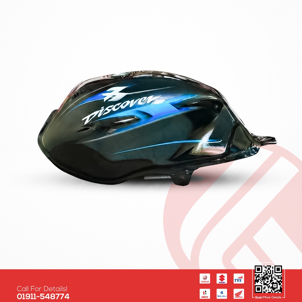 Fuel tank for Bajaj Discover 135 Black-Blue bike.