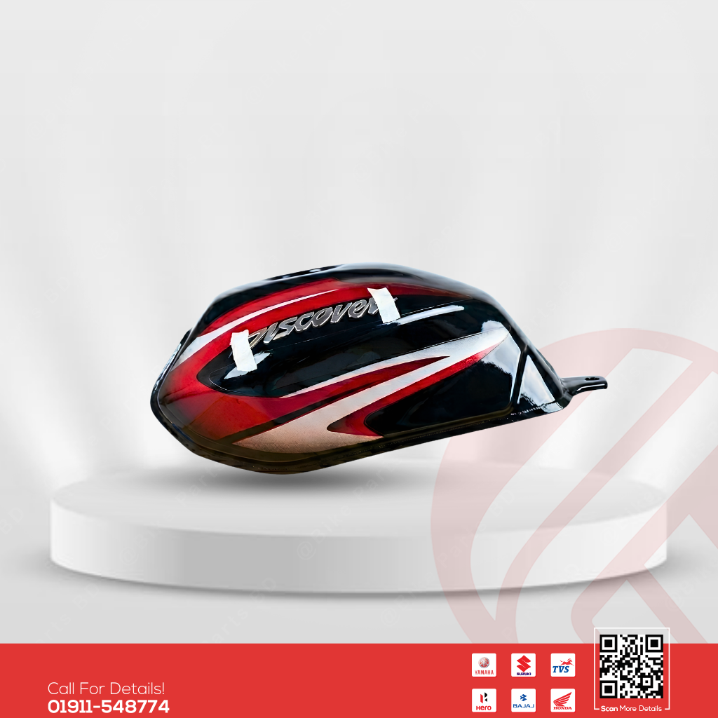 Fuel Tank for Bajaj Discover 125 Black-Red bike.