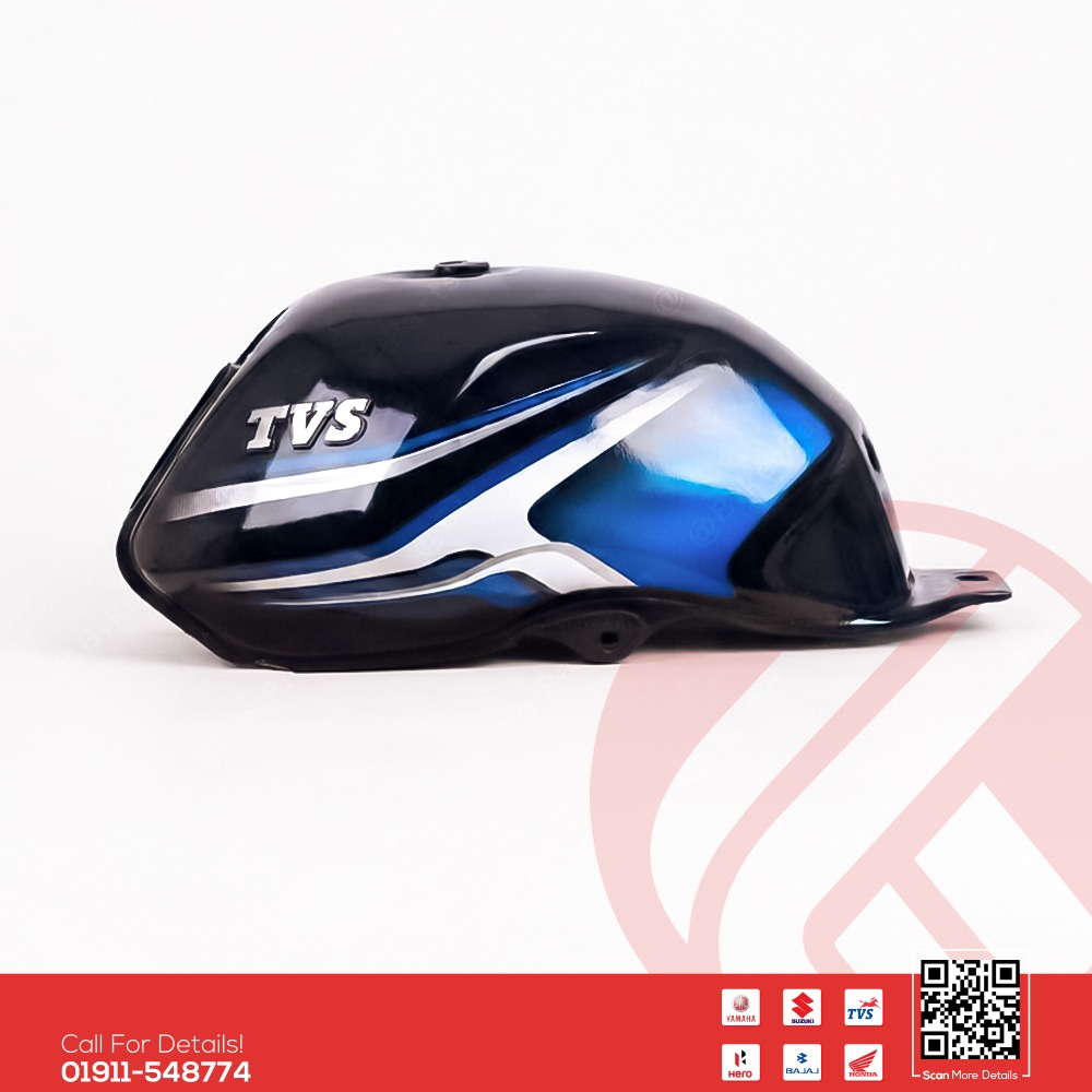 Fuel Tank for TVS Metro Plus (Black Blue Color) bike.