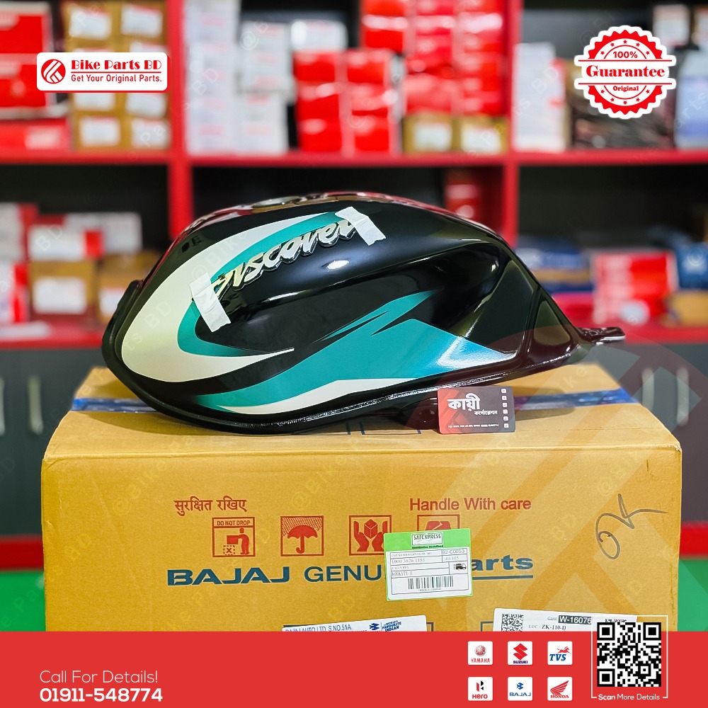 Fuel Tank for Bajaj Discover 125 Black-Green bike. thumbnail 2