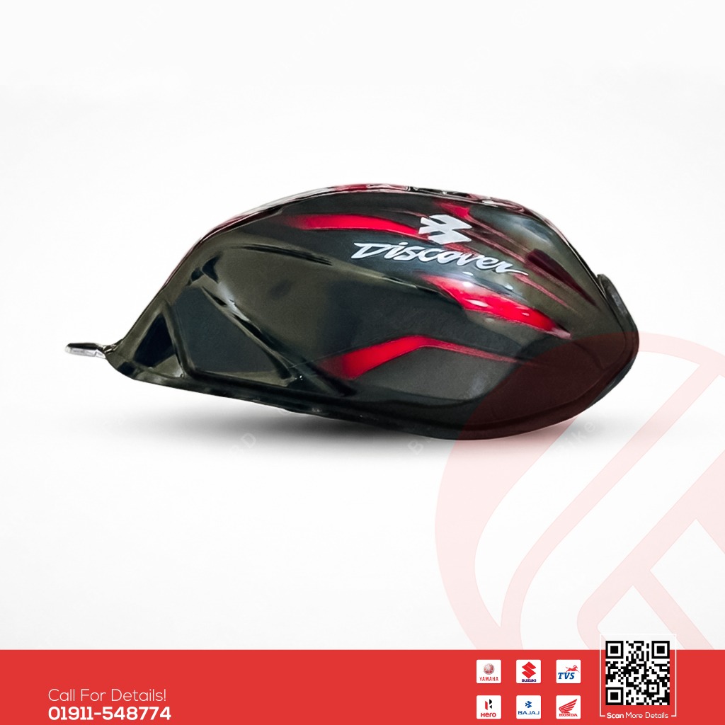 Fuel tank for Bajaj Discover 150 Black-Red (Black Engine) bike.