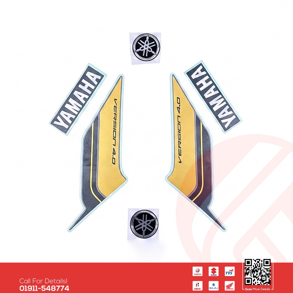 Full Set Sticker for Yamaha FZS V4 (Matte Black & Gold) bike.