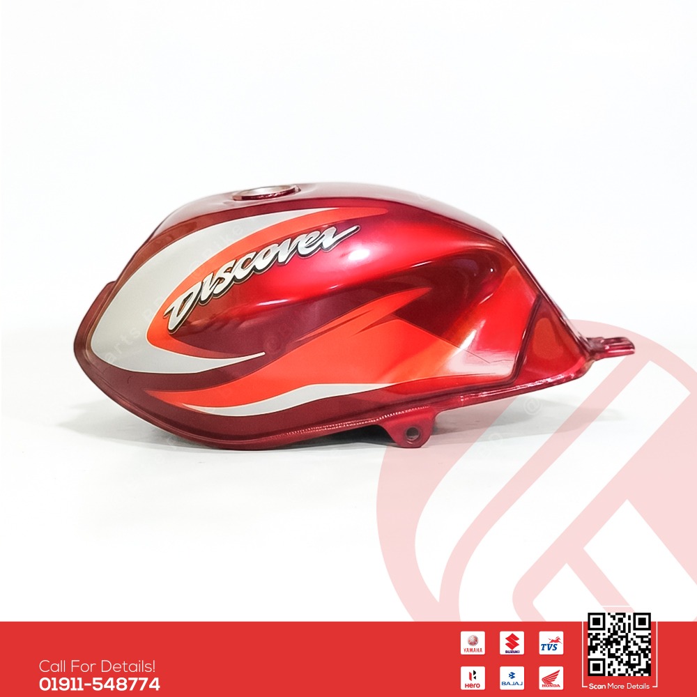 Fuel Tank for Bajaj Discover 125 (Red Color) bike.