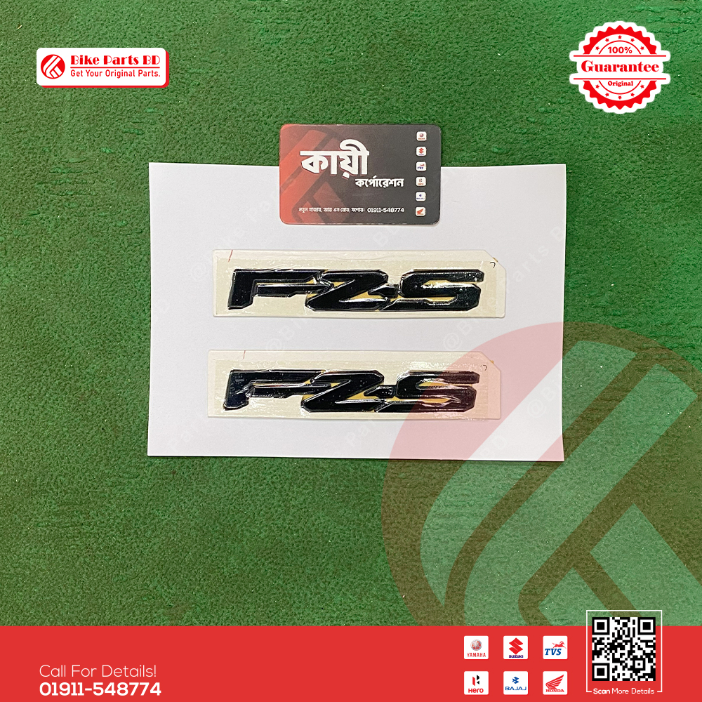 3D Logo/Monogram (Black Colour) for Yamaha FZS V3, FZS V4 bike.