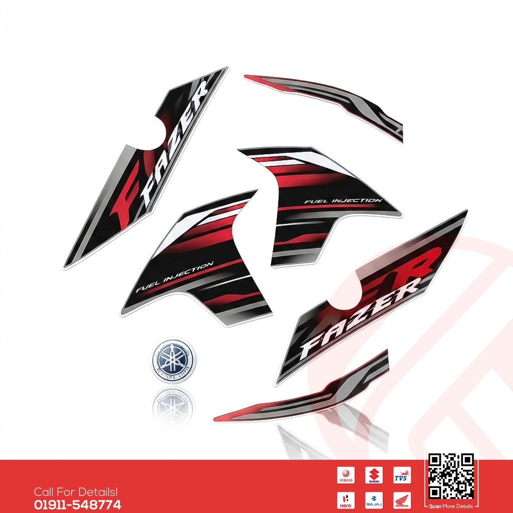 Full Set Sticker for Yamaha Fazer V2 (Red Colour) bike.