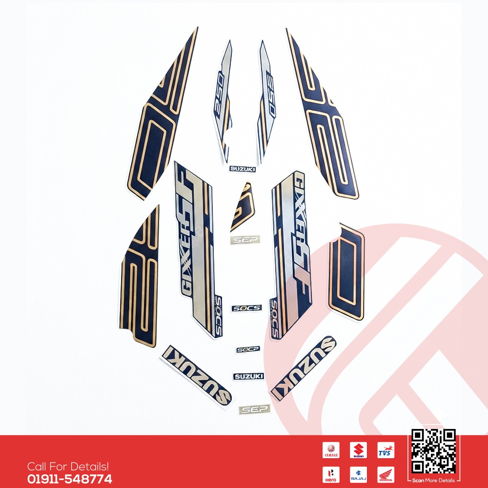 Full Set Sticker for Suzuki Gixxer SF 250 (Matt Blue) bike.