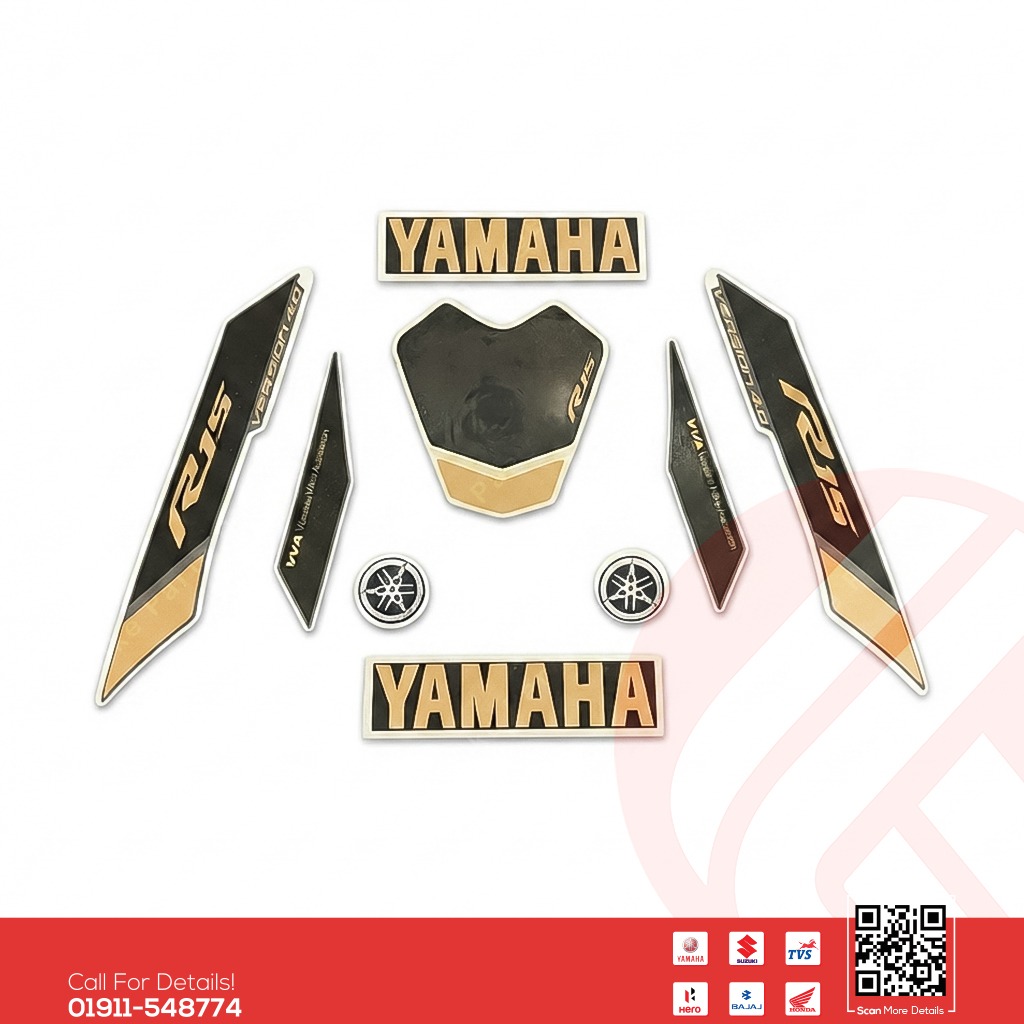 Full Set Sticker for Yamaha R15 V4 (Matt Black BS7) bike.