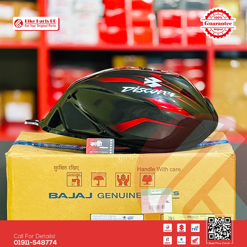 Fuel tank for Bajaj Discover 150 Black-Red (Black Engine) bike. thumbnail 2