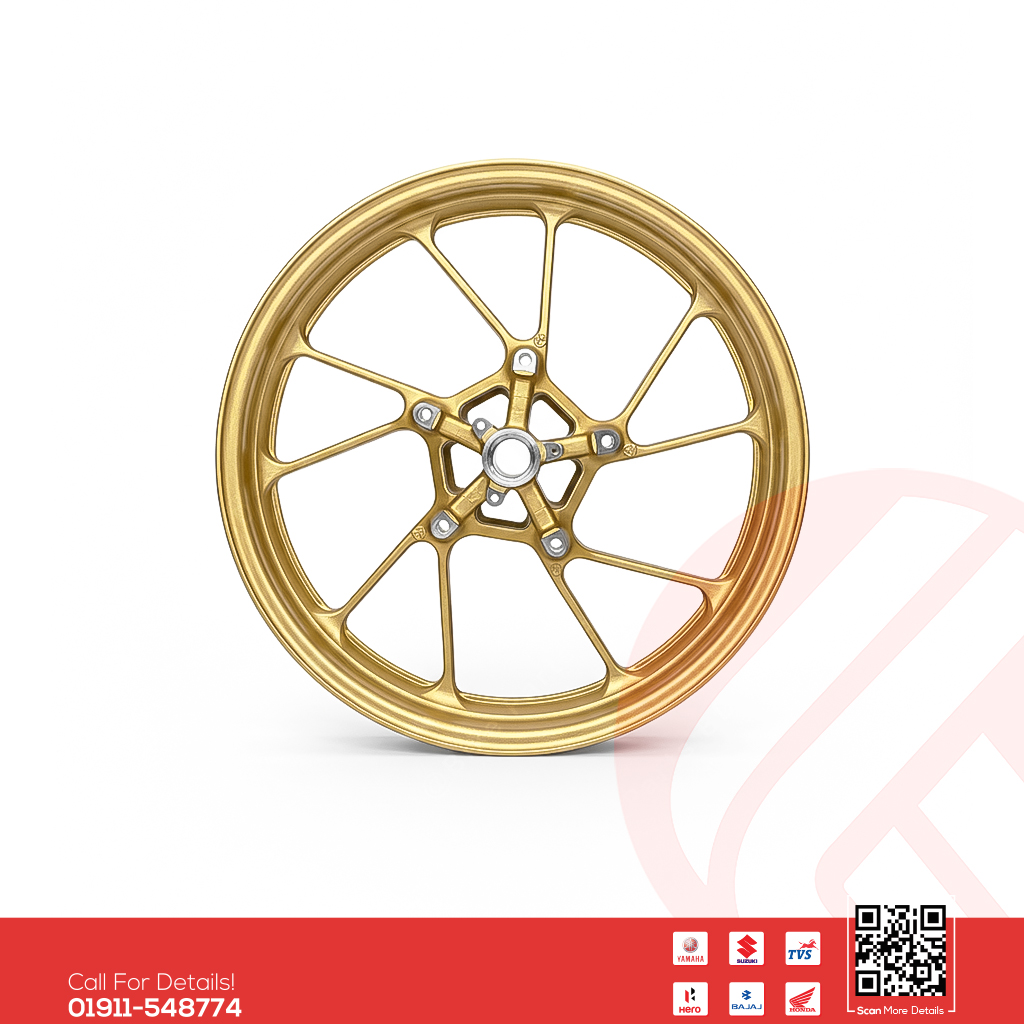 Alloy Rim (Front-Golden) for Yamaha FZS V3, FZX, R15 V3, R15 V4 & R15M, MT15 V1, MT15 V2 bike.