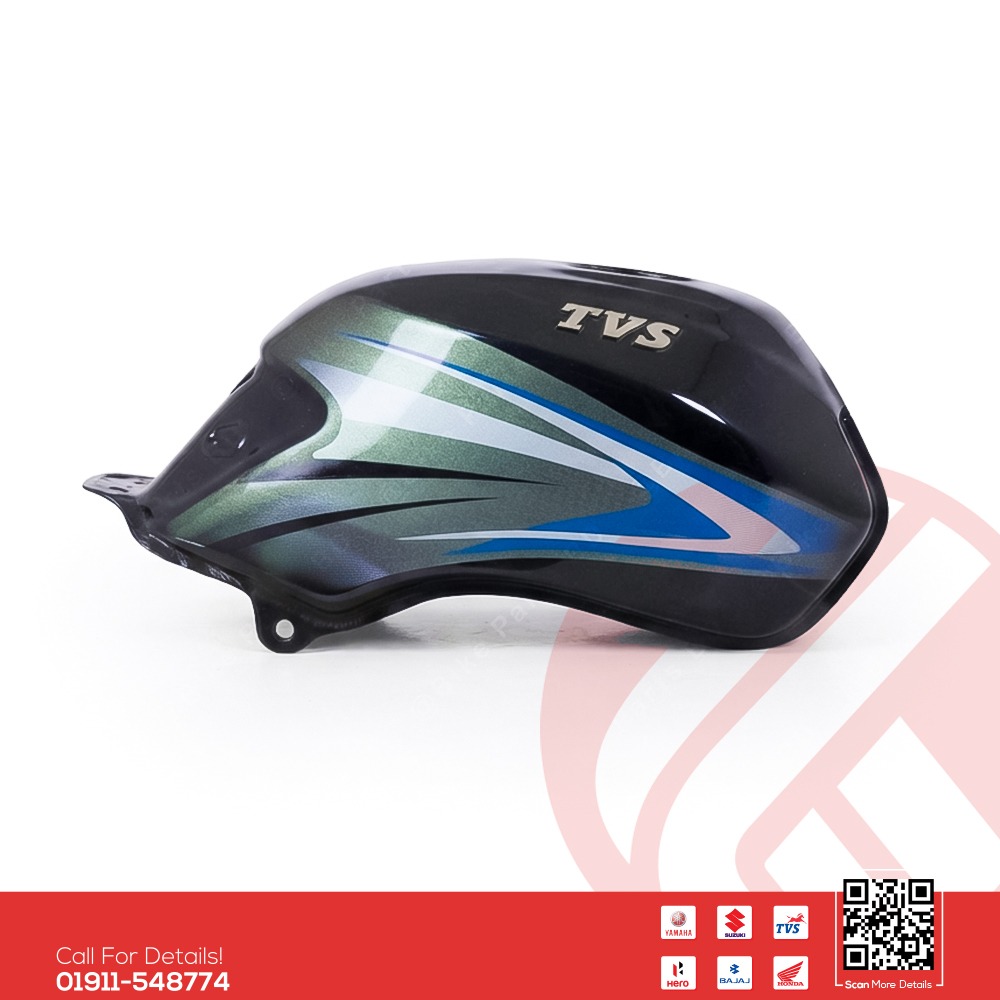 Fuel Tank for TVS Metro 100cc (Black Blue Color) bike.