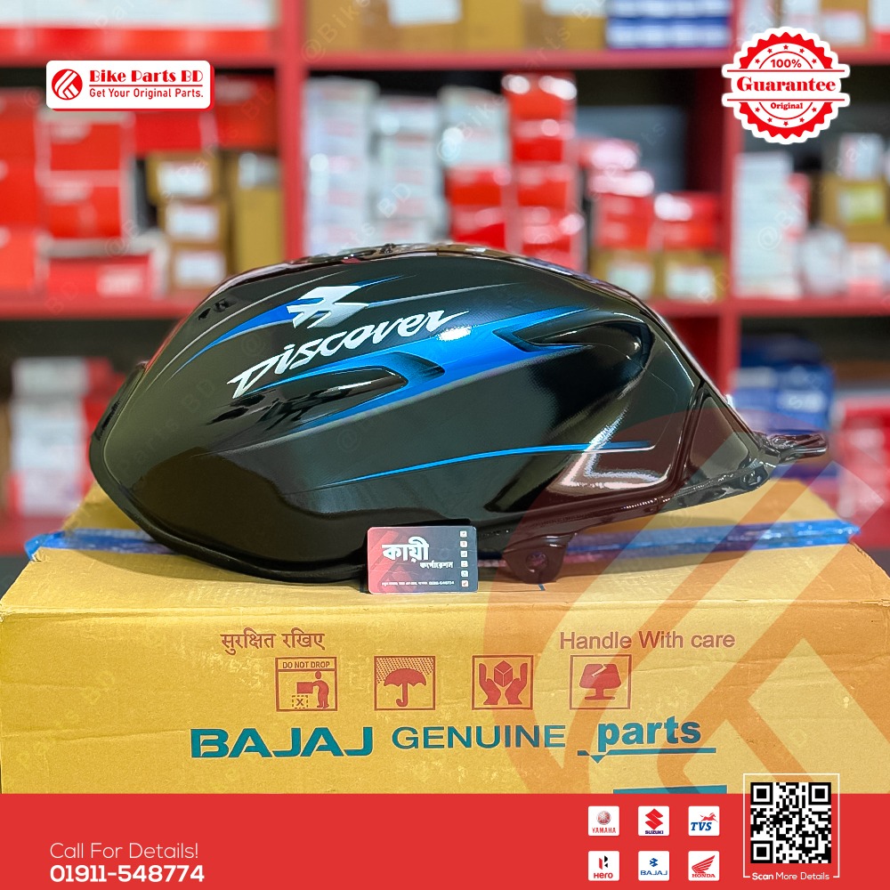 Fuel tank for Bajaj Discover 135 Black-Blue bike. thumbnail 2