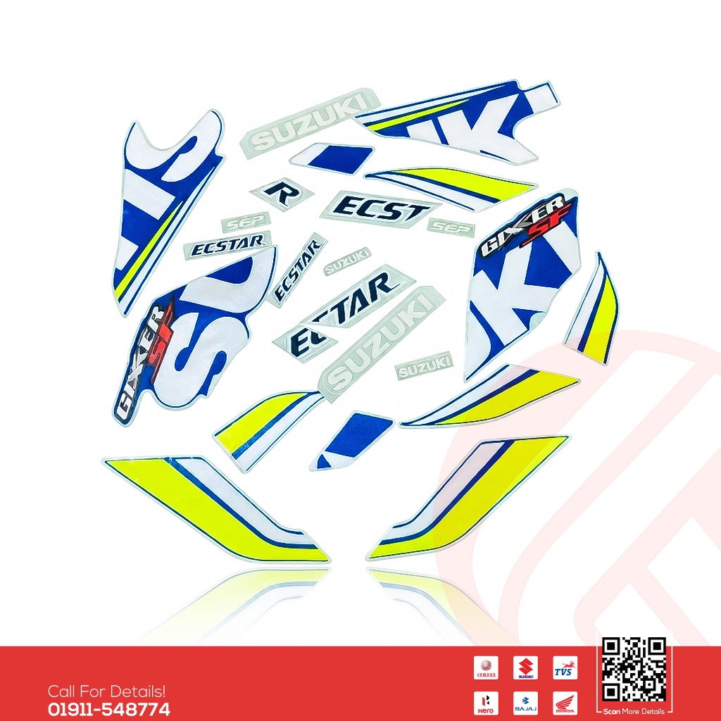 Full Set Sticker for Suzuki Gixxer SF (Old Model, Blue Ester) bike.