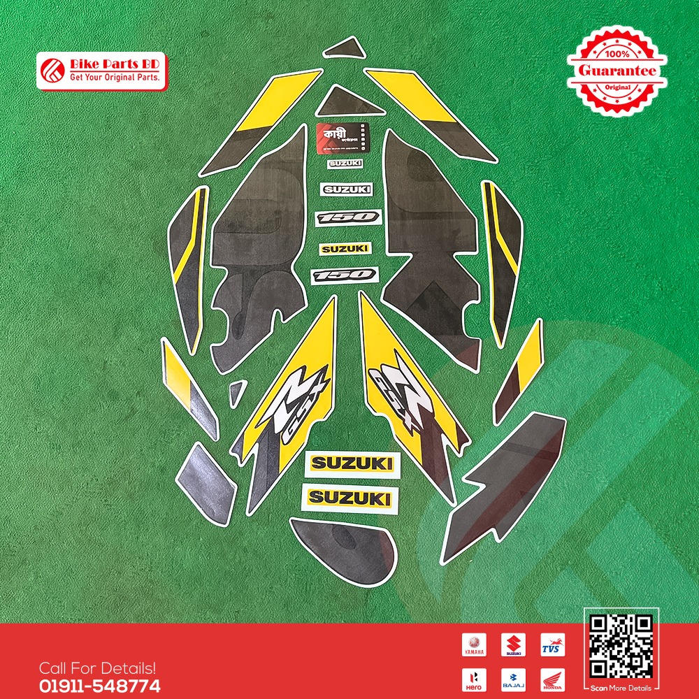 Full Set Sticker for Suzuki GSX-R 150 (Yellow Color) bike.