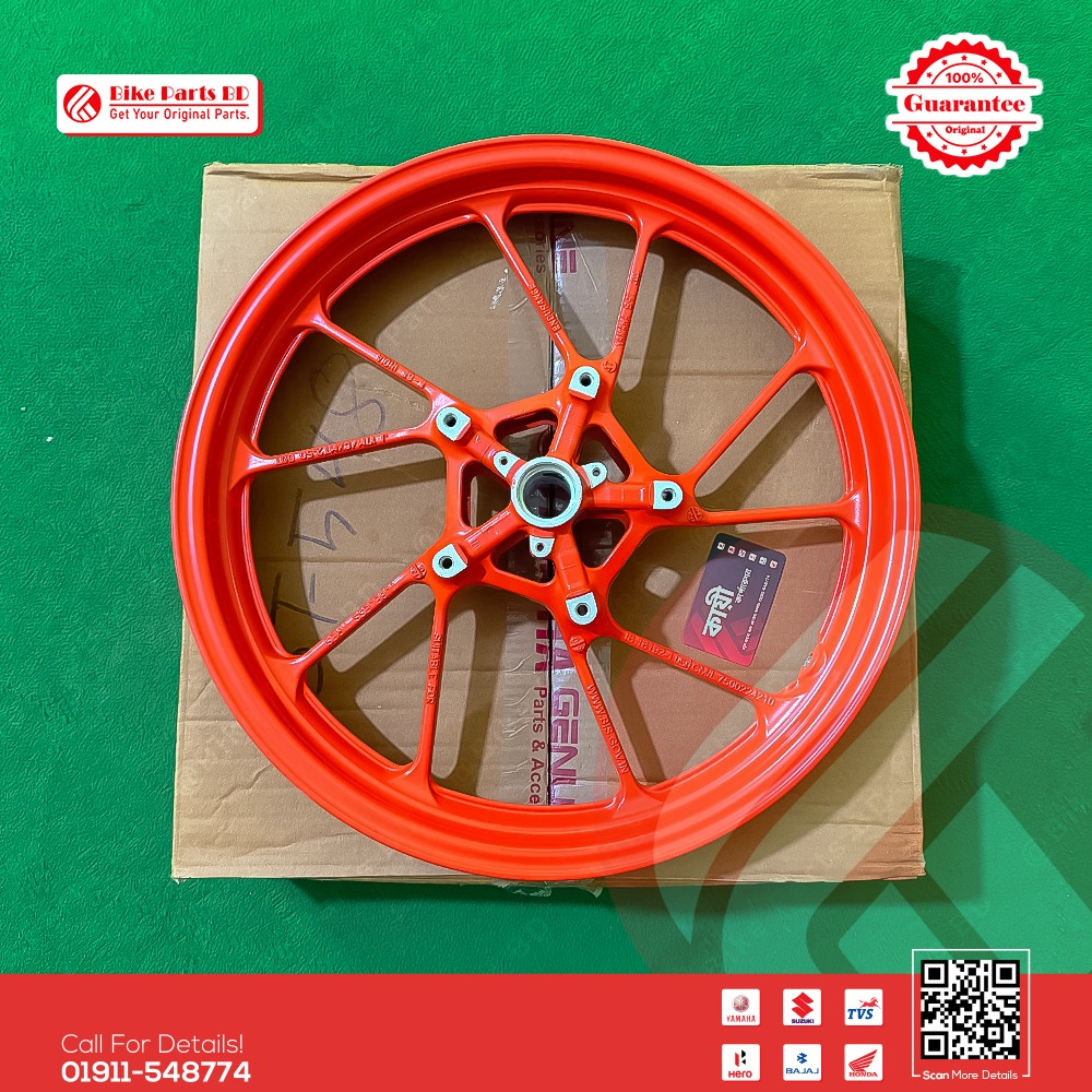 Alloy Rim (Front-Orange Color) for Yamaha FZS V3, FZX, R15 V3, R15 V4 & R15M, MT15 V1, MT15 V2 bike. thumbnail 2