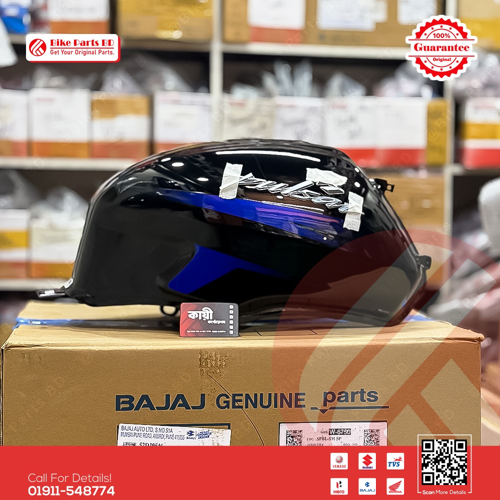 Fuel Tank for BAJAJ Pulser UG4.6 (Single Disk, Black-Blue) bike. thumbnail 2