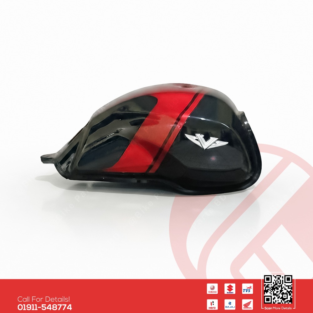 Fuel Tank for Bajaj V15 (Black Red Color) bike.