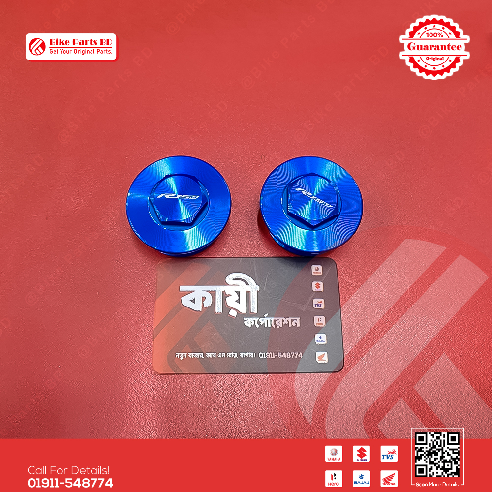Fork Bolt Cap (2 Pcs-Blue Colur) for Yamaha R15 V4, R15M & MT15 V2 bike.