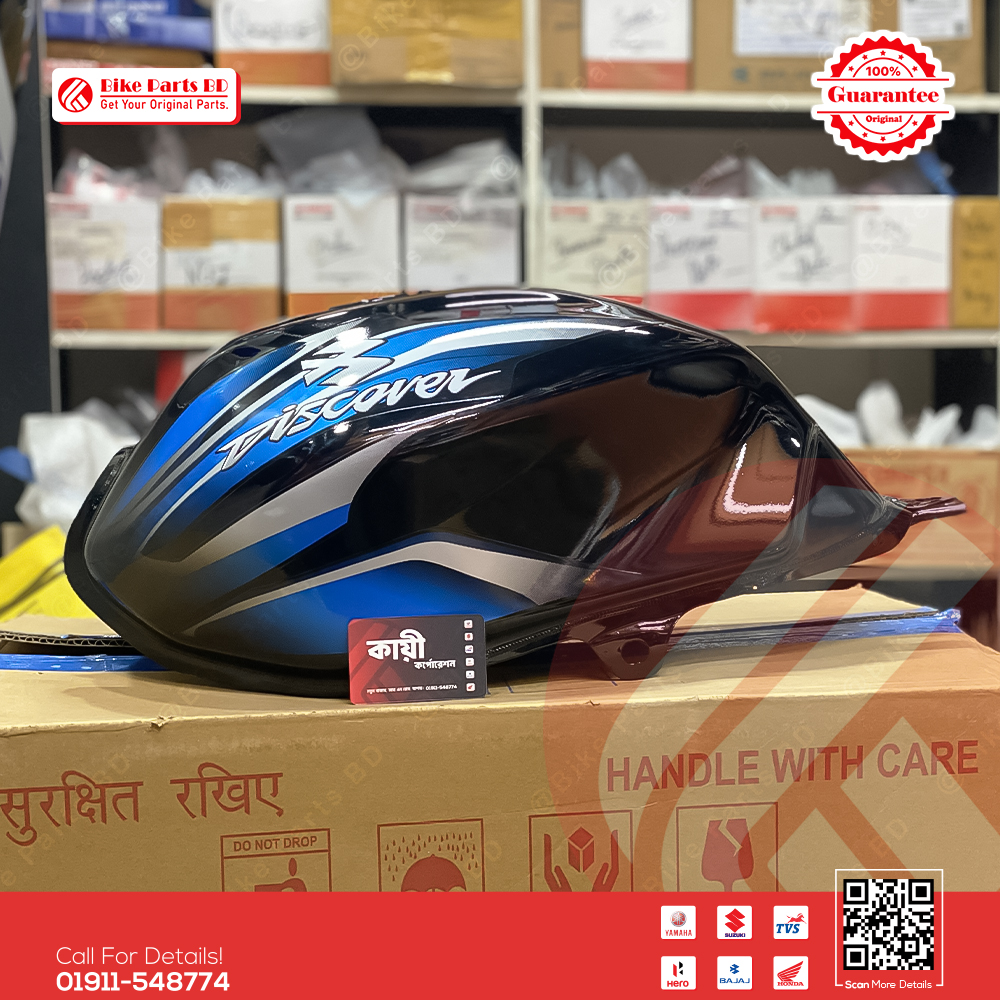 Fuel tank for Bajaj Discover 100 Black-Blue bike. thumbnail 2
