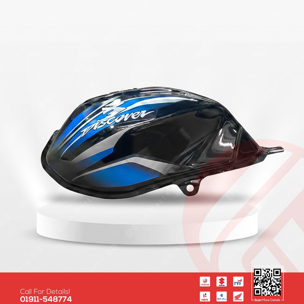 Fuel tank for Bajaj Discover 100 Black-Blue bike.