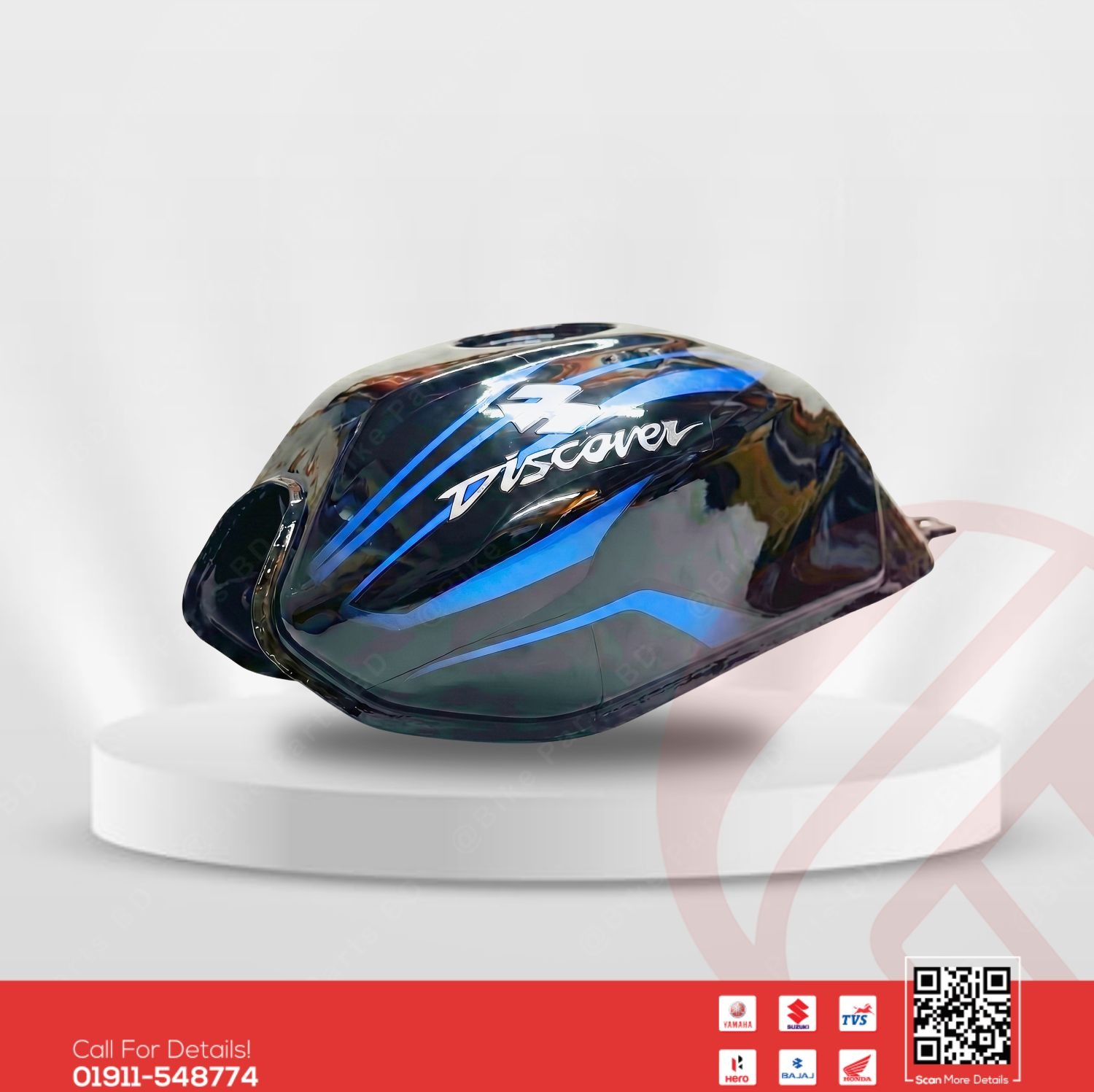 Fuel tank for Bajaj Discover 150 Black-Blue (Black Engine) bike.
