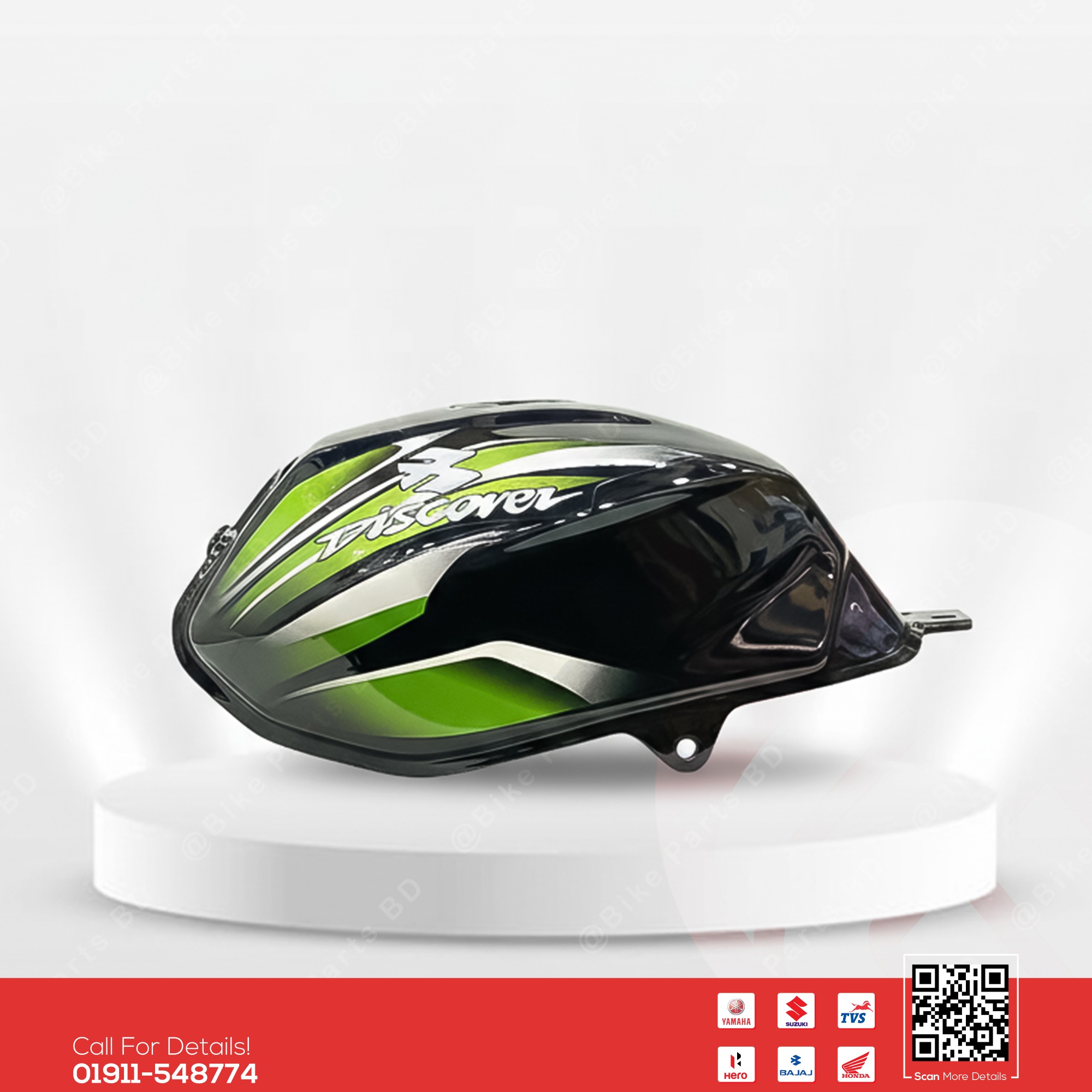 Fuel tank for Bajaj Discover 100 CC (Black-Gold) bike.