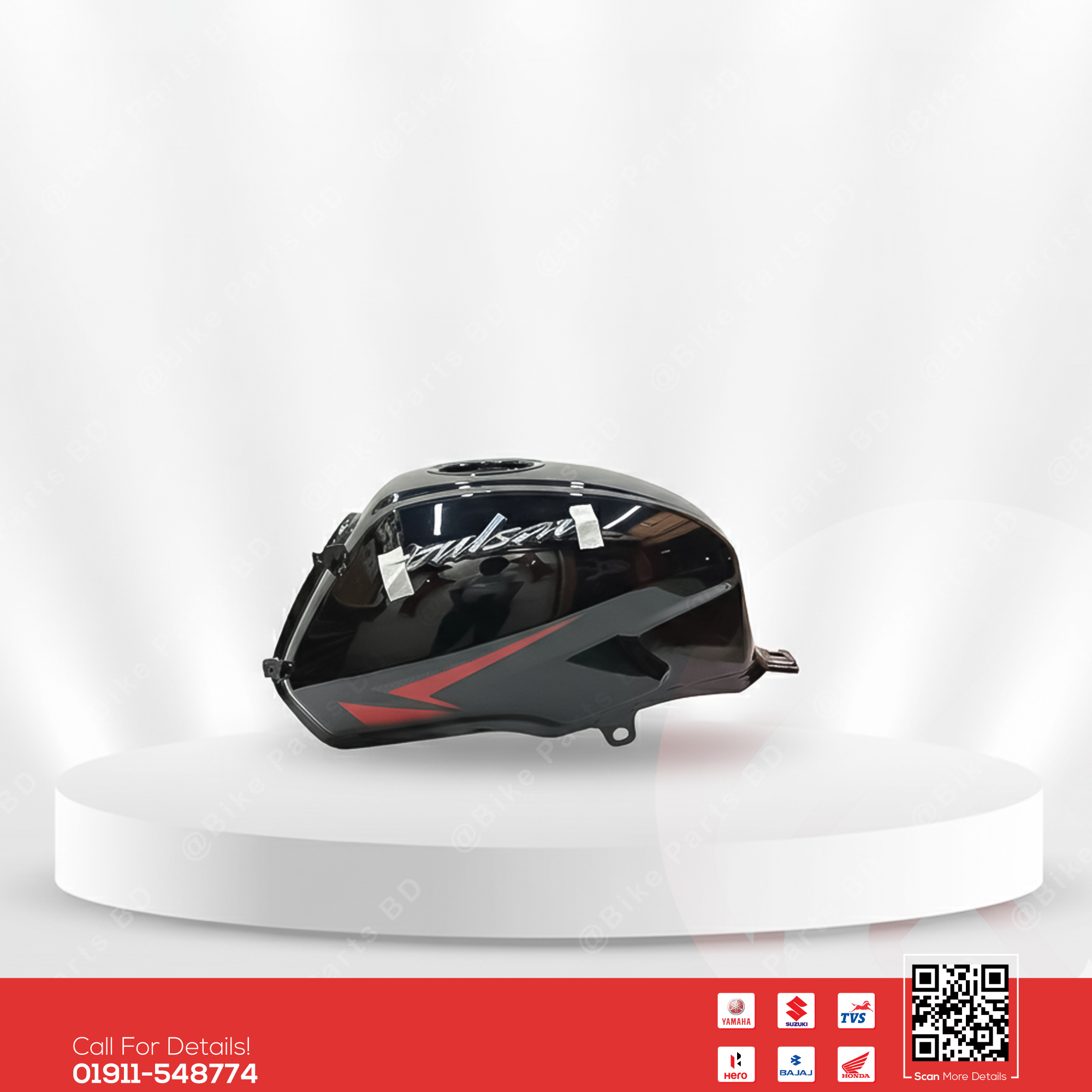 Fuel Tank for BAJAJ Pulser Twin Disk (Engine Guard Model-Black-Red) bike.