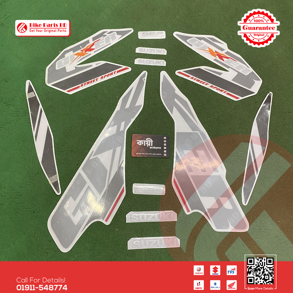 Full Set Sticker for Suzuki Gixxer Monotone (Old Model, Black Color) bike. thumbnail 2