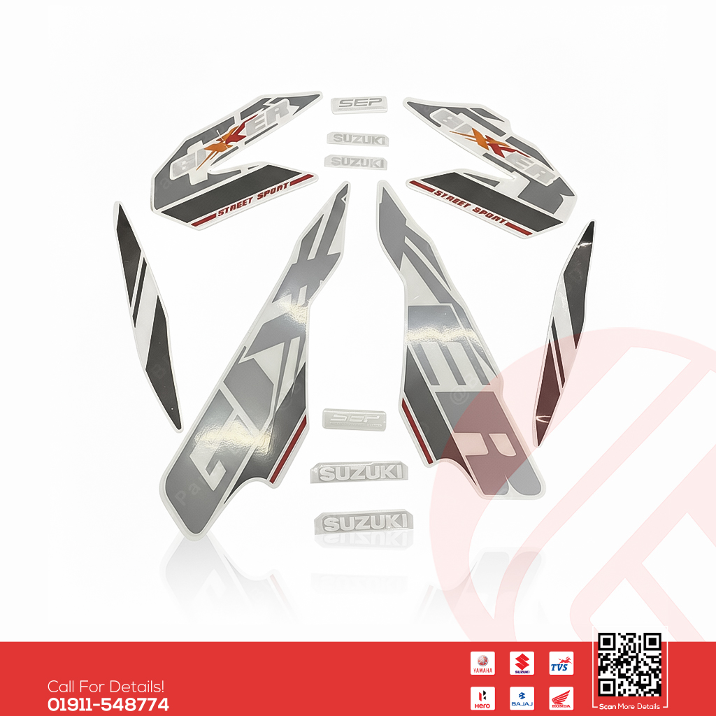 Full Set Sticker for Suzuki Gixxer Monotone (Old Model, Black Color) bike.