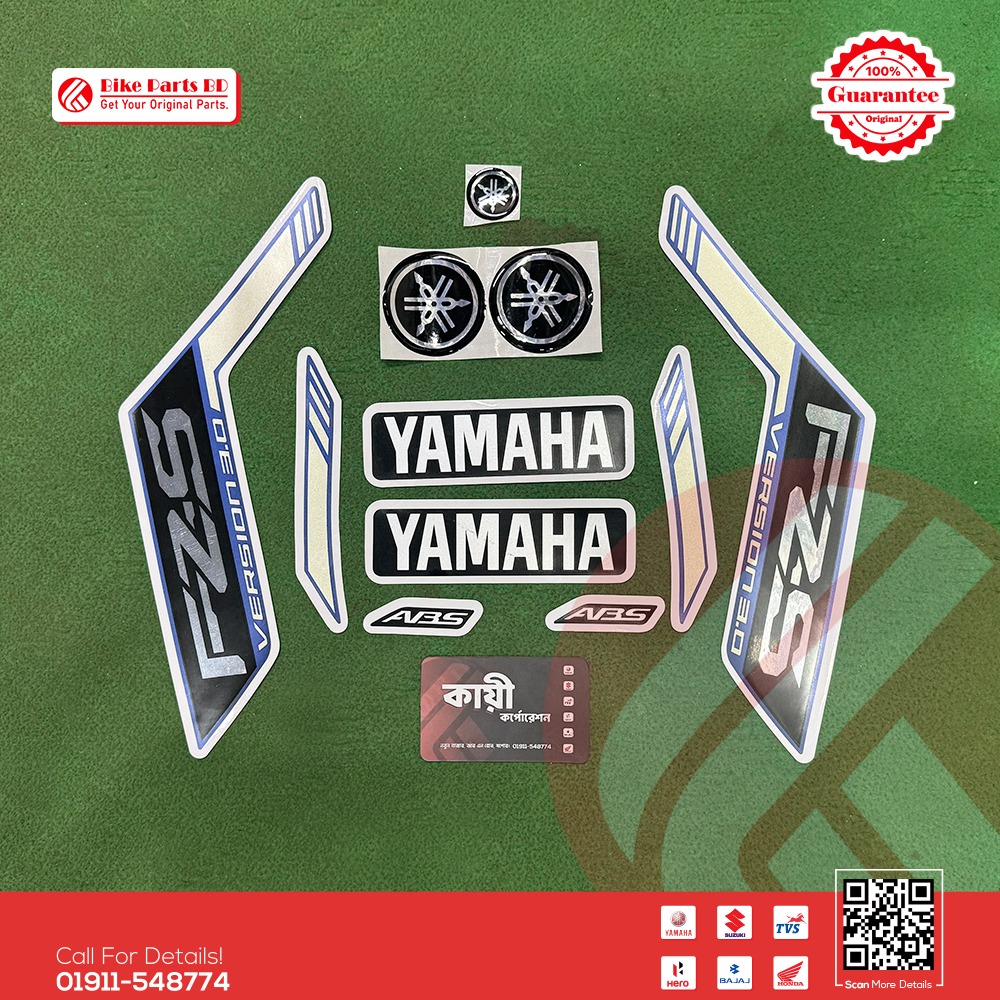 Full Set Sticker for Yamaha FZS V3 (Matt Blue) bike.