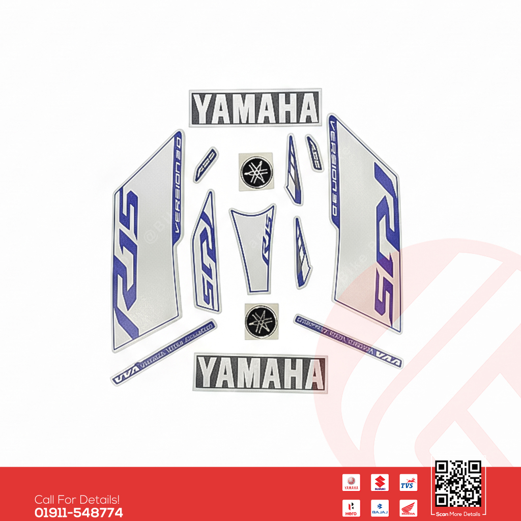 Full Set Sticker for Yamaha R15 V3 (BS6 Racing Blue) bike.