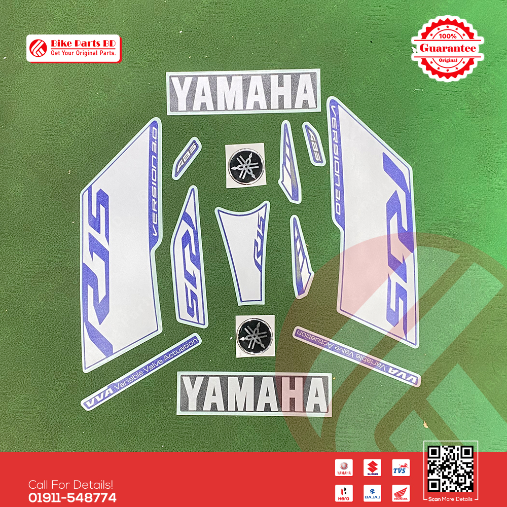 Full Set Sticker for Yamaha R15 V3 (BS6 Racing Blue) bike. thumbnail 2