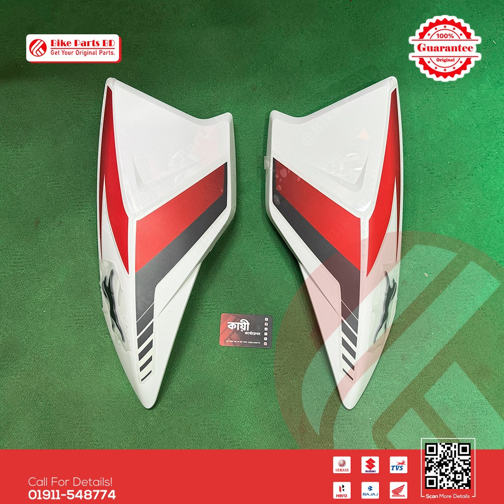 Tanky Kan (Glossy Withe Color-1 Pair) for TVS RTR 2V 160cc bike.