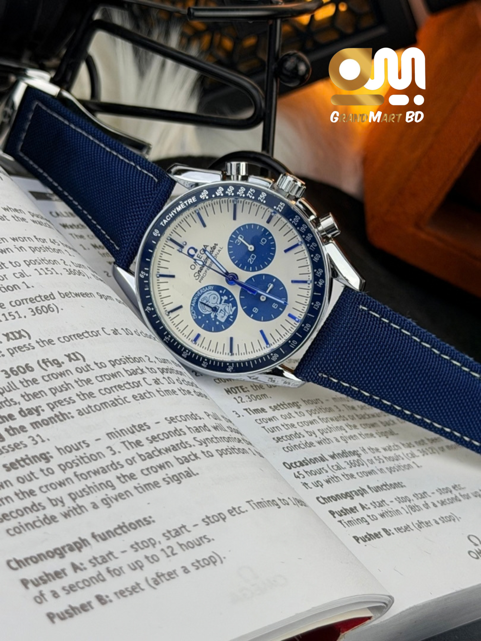 OMEAGA SPEEDMASTER||Silver Snoopy Award || BLUE NYLON STRAP WHITE DIAL