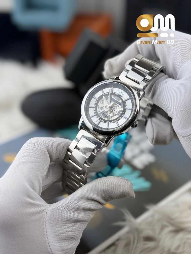 Emporio Armani Meccanico automatic mechanical || Full Silver