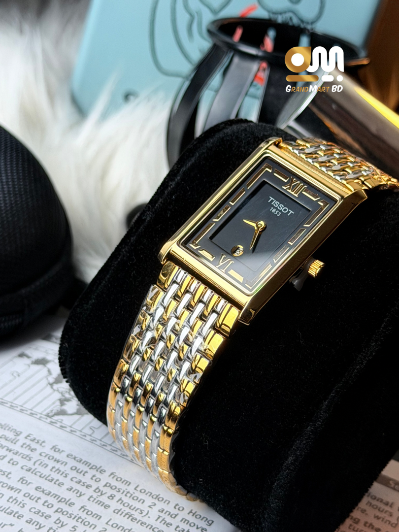 Tissot T-Classic Heritage Rectangular Style Two-Tone Watch.|| Black Dial_img_1