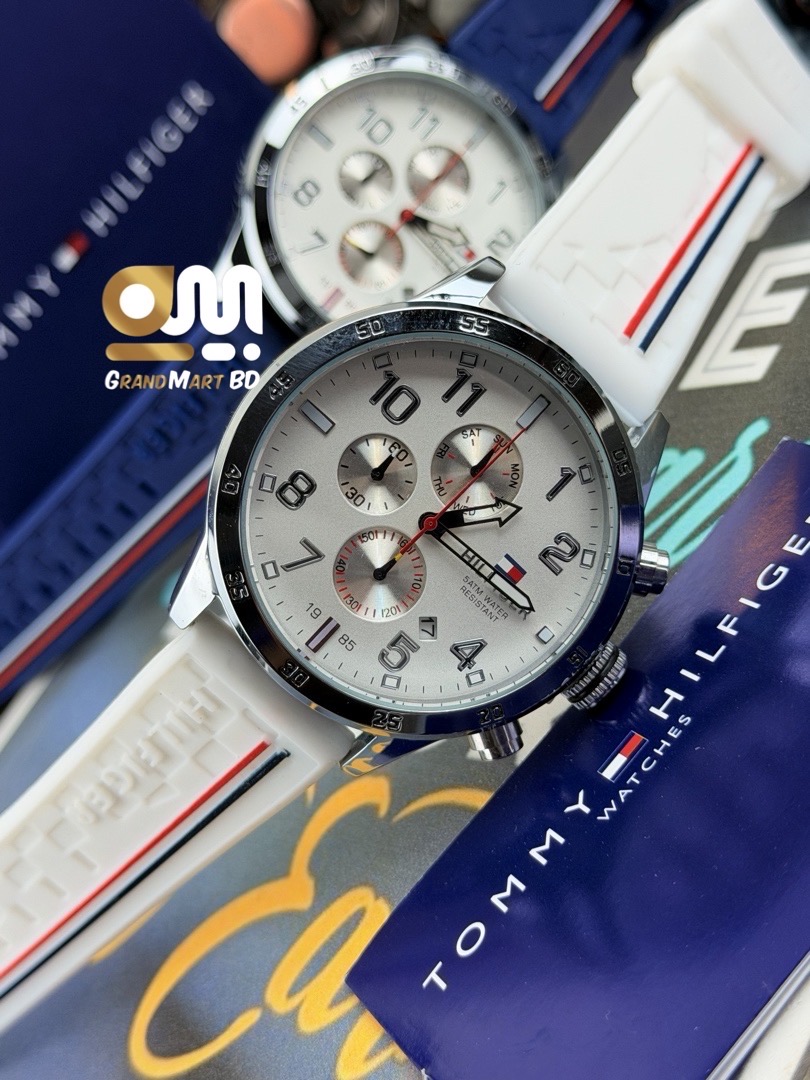 Tommy Hilfiger Bank Chronograph men's watch  || White strap
