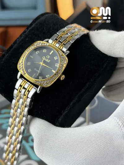 CASLEX GIRLS WATCH |GOLDEN SHADE BLACK DIAL WITH STONE_img_0
