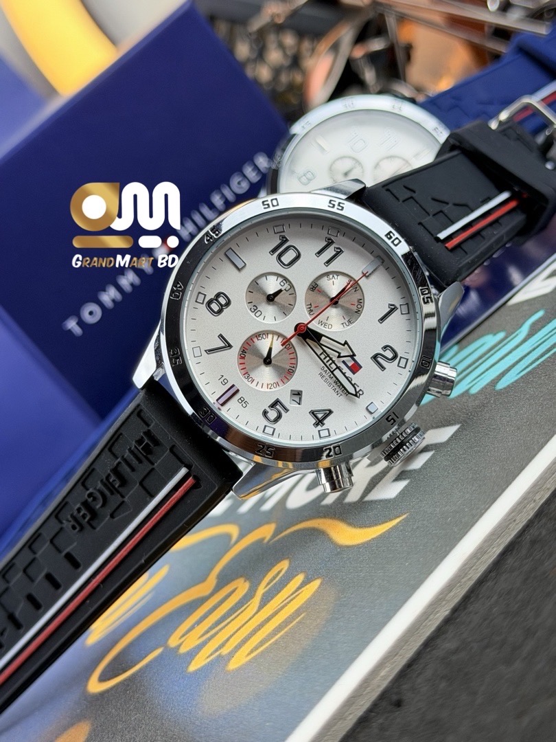 Tommy Hilfiger Bank Chronograph men's watch  || Black strap