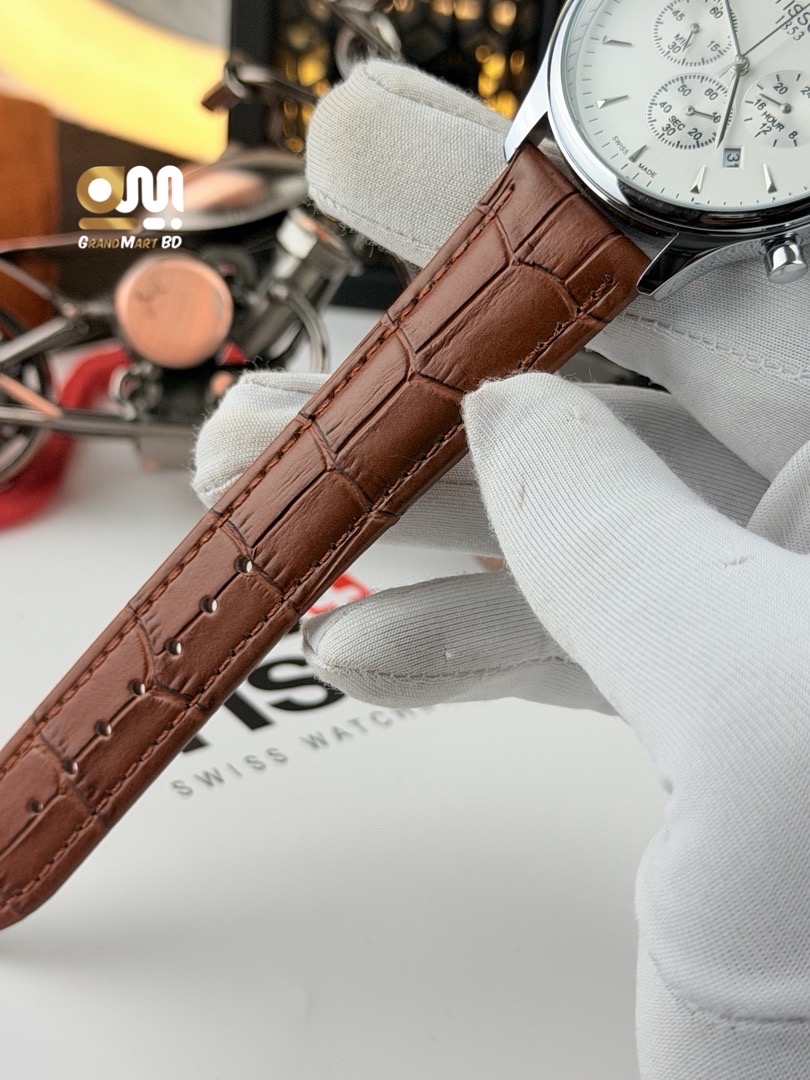Tissot Tradition Chronograph Men's Watch  || White Dial Brown strap_img_5