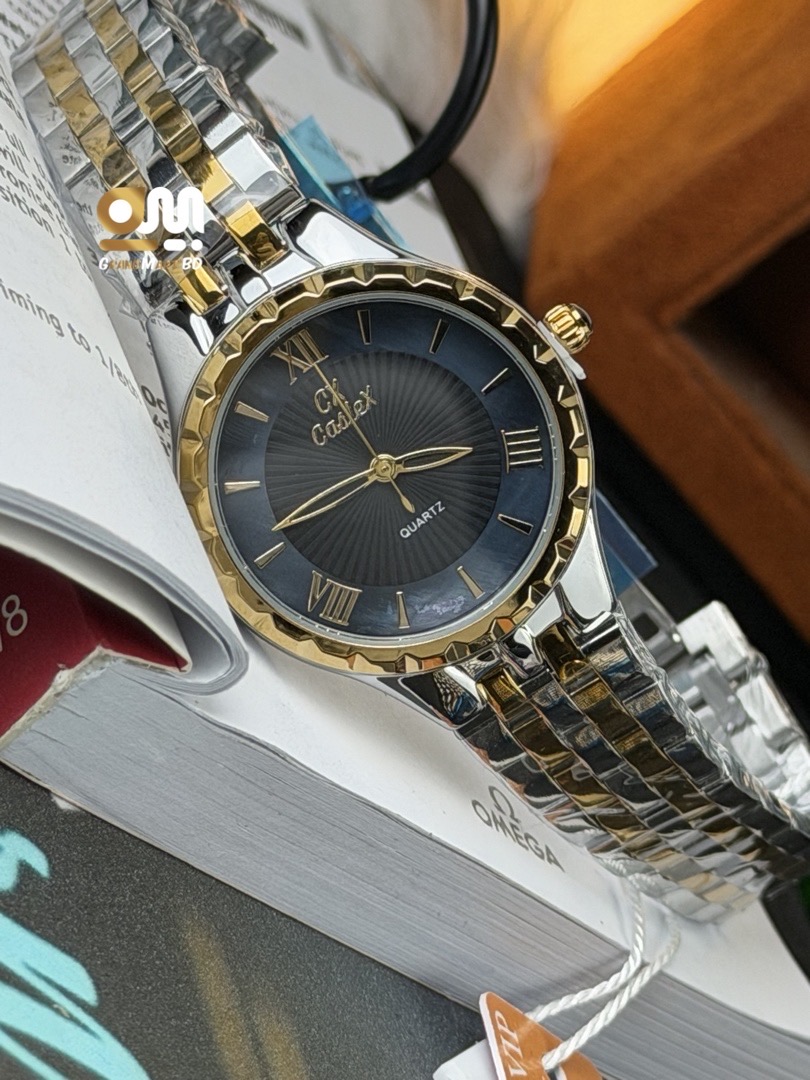Caslex Two Tone Watch || Soft blue black mixed Dial