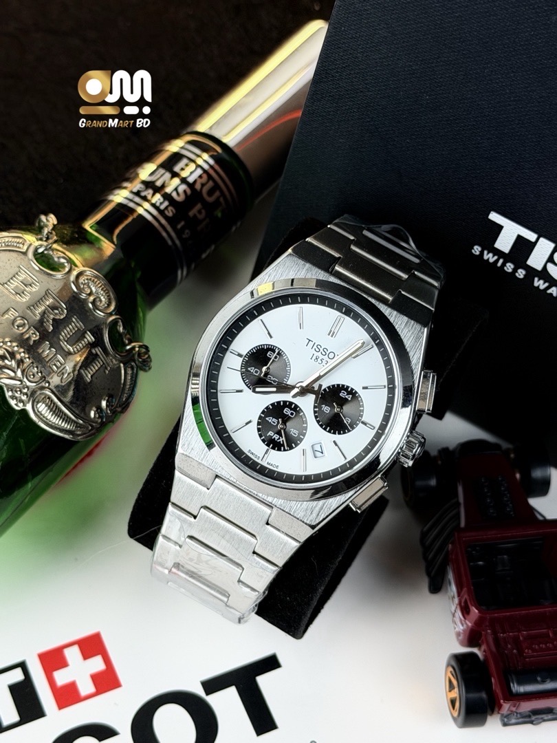 Tissot PRX Chronograph wristwatch (silver/white panda dial with a stainless steel integrated bracelet)_img_1