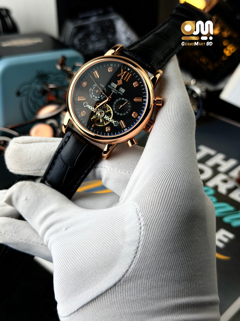 Patek Philippe Grand Flywheel Complication Automatic watch || Dial black side rose