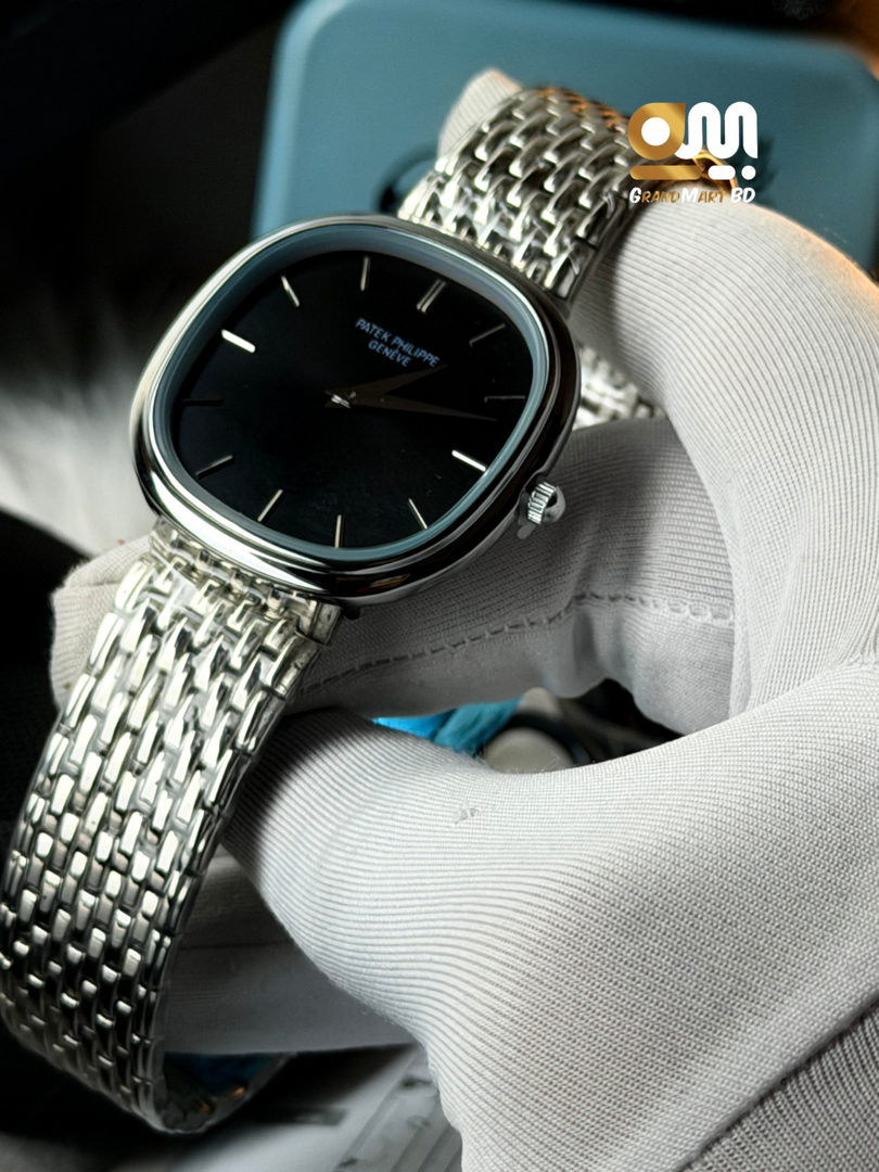 Silver Chain Black Dial -Tone Patek Philippe Golden Ellipse_img_1