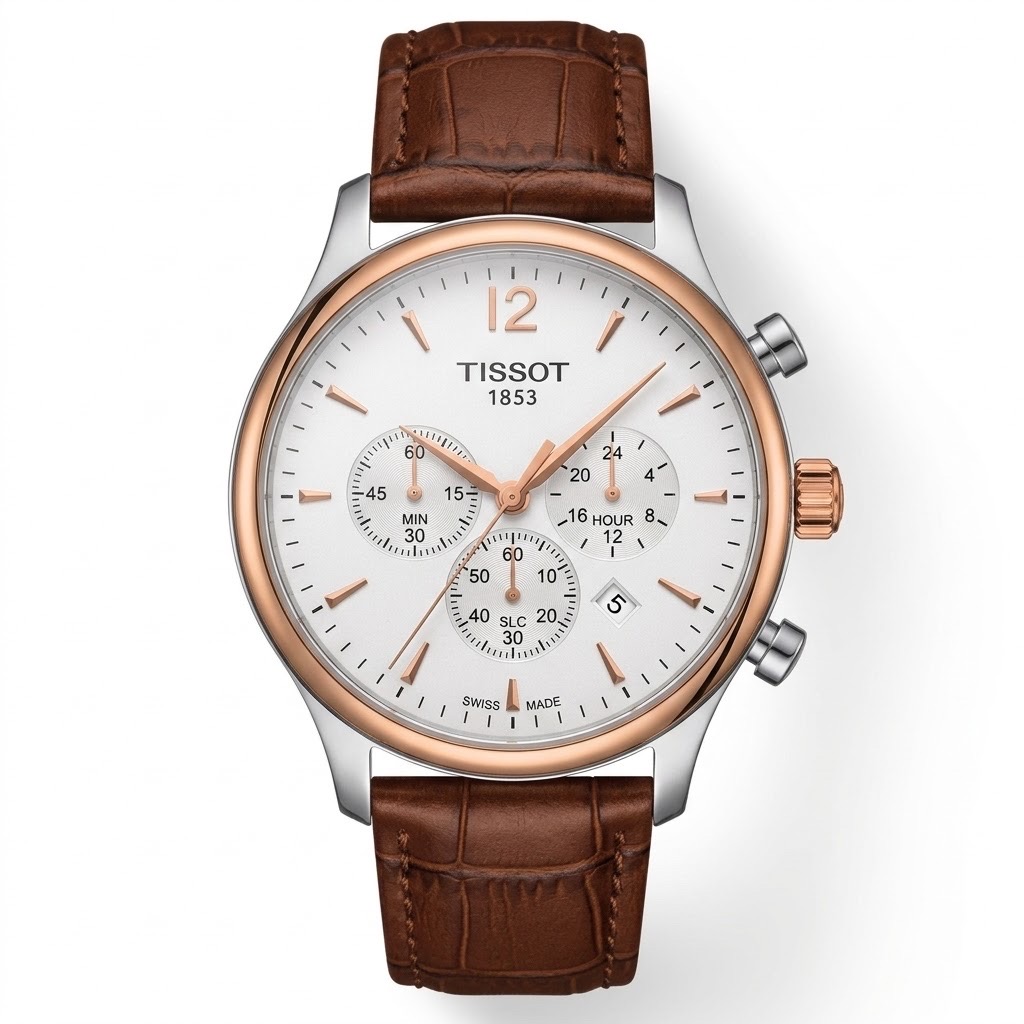 Tissot Tradition Chronograph Men's Watch || AA Dial side rose strap brown