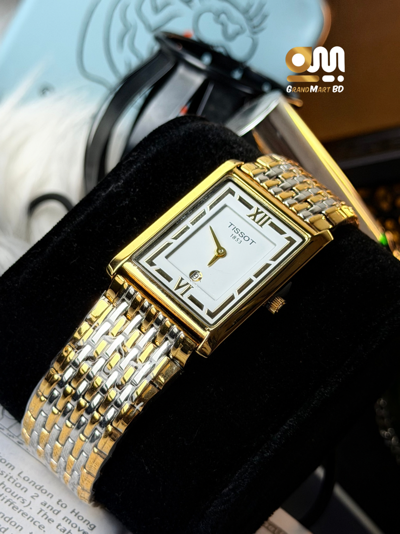 Tissot T-Classic Heritage Rectangular Style Two-Tone Watch. || Dial White_img_1